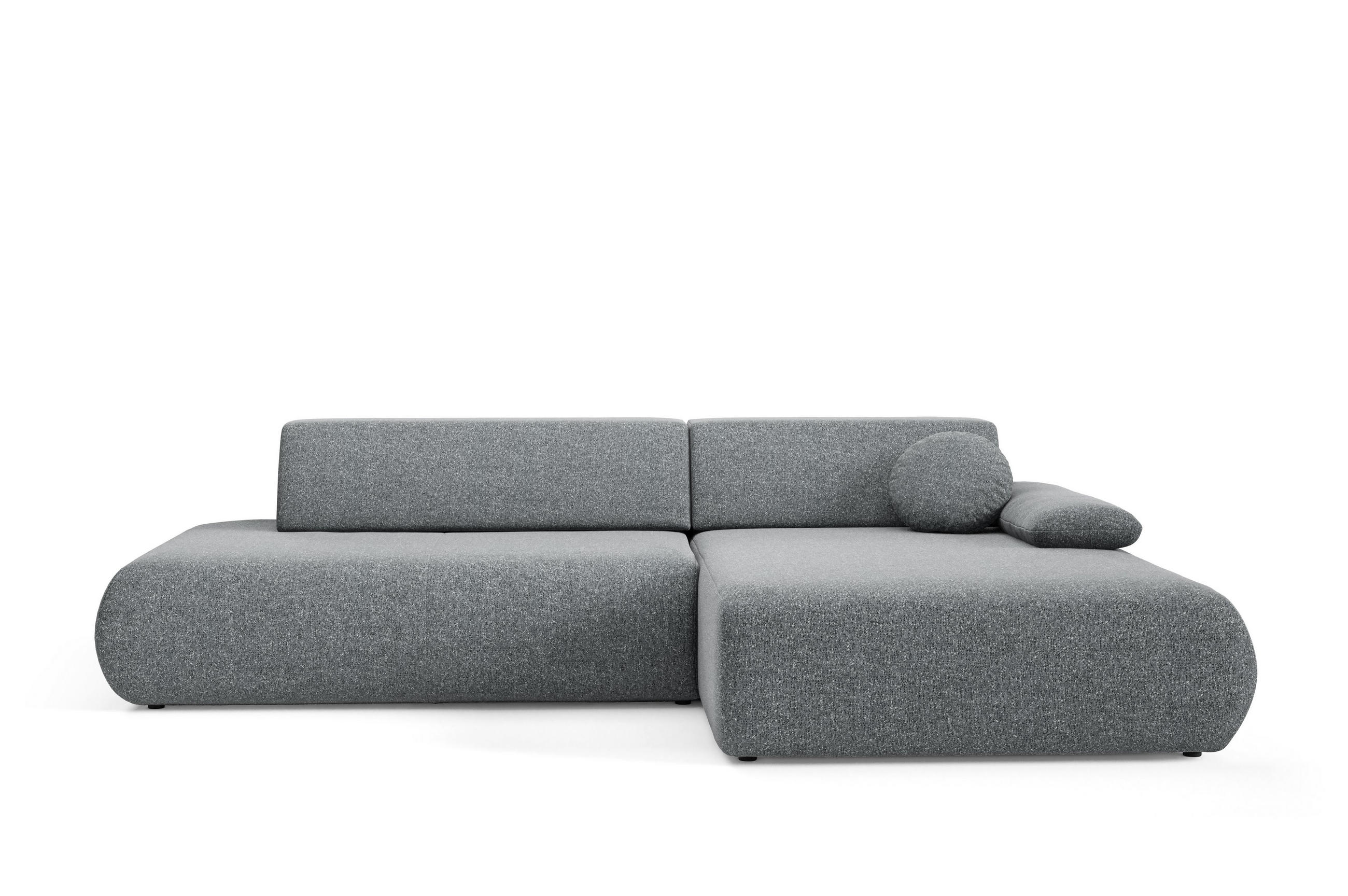 ECKSOFA DELTA R-S Grau Geflochtener Stoff mit Schlaffunktion - Grau, Holz (286/173.5cm) - MASSENO
