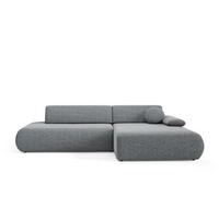 ECKSOFA DELTA R-S Grau Geflochtener Stoff mit Schlaffunktion - Grau, Holz (286/173.5cm) - MASSENO