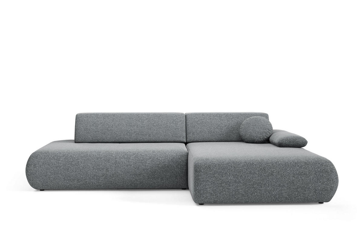 ECKSOFA DELTA R-S Grau Geflochtener Stoff mit Schlaffunktion - Grau, Holz (286/173.5cm) - MASSENO