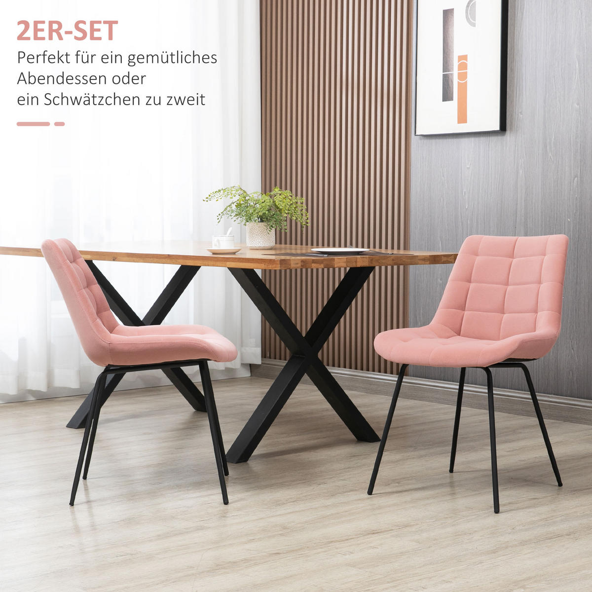 ESSZIMMERSTÜHLE, Samt, Rosa - Rosa, Textil (61/79/50cm) - HOMCOM