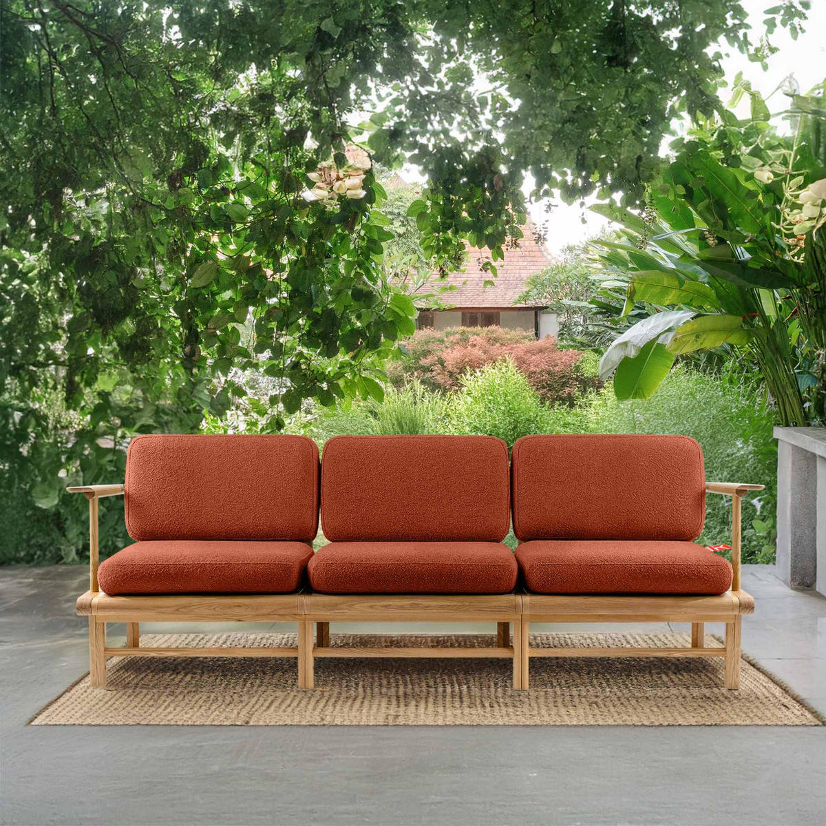 GARTENSOFA ATREDA 3-Sitzer - Orange, Holz/Textil (230/74/80cm) - KONSIMO®