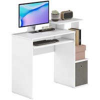 SCHREIBTISCH Weiß-Grau mit Tastaturauszug und Ablagefächern 100/40/86.6 cm - Grau, Holzwerkstoff (40/100/86.6cm) - PANGIVO
