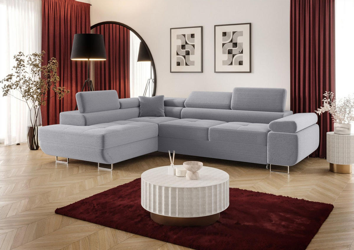 ECKSOFA Monaro Mit Schlaffunktion - Blaugrau, Holzwerkstoff/Textil (275/202cm) - Fun Möbel