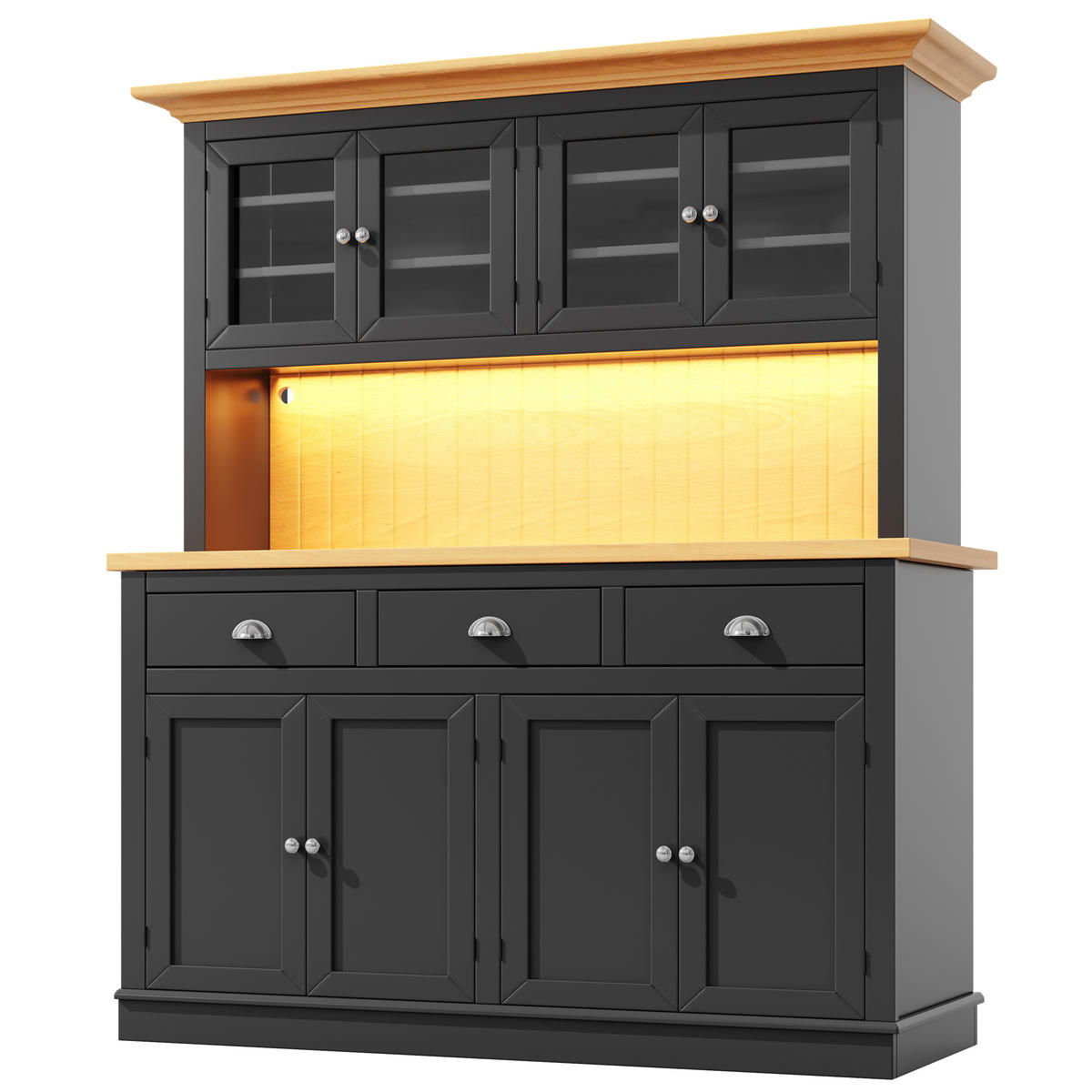 GESCHIRRSCHRANK Schwarz 140/40/180 - Schwarz, Holzwerkstoff (140/180/40cm)