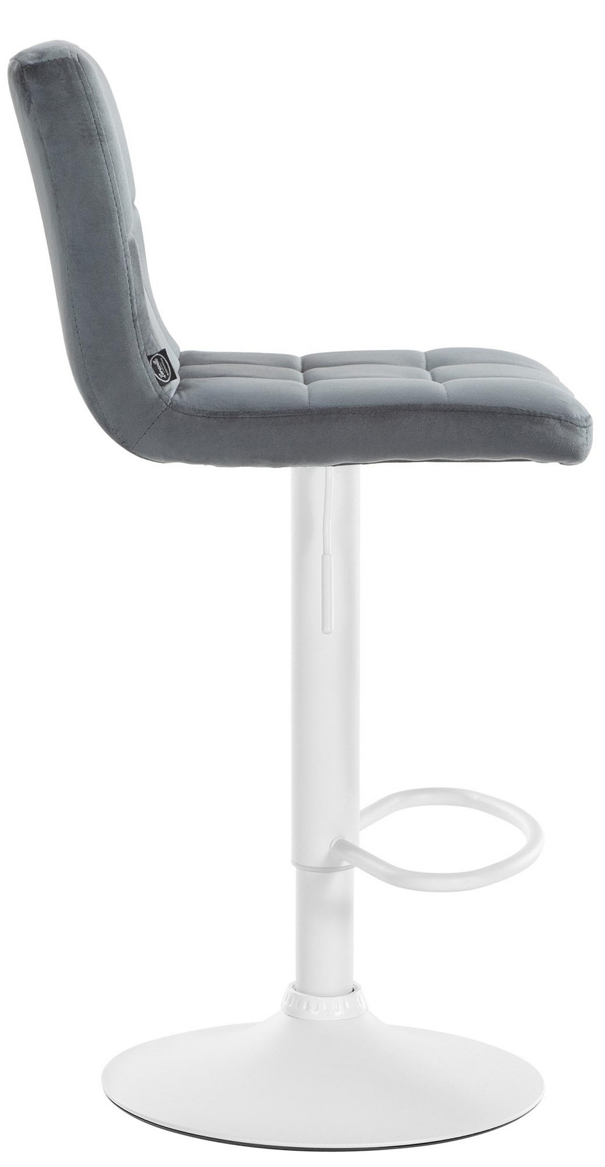 BARHOCKER Peran Samt weiß dunkelgrau - Dunkelgrau/Weiß, Textil/Metall (46/114/47cm) - TPFLiving