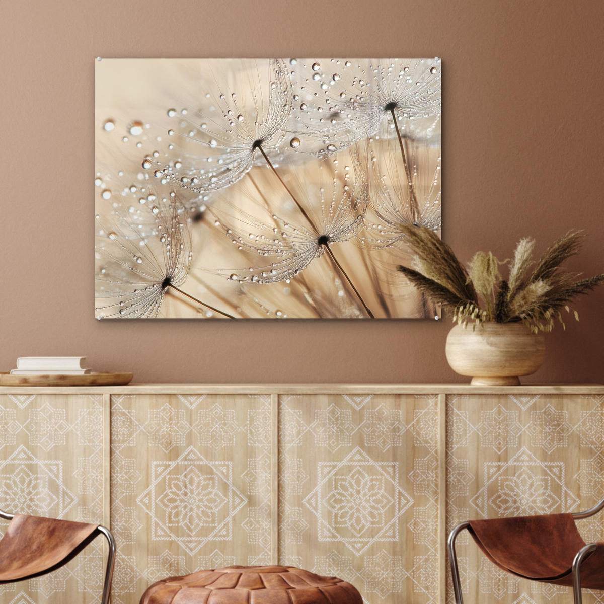 OBRAZ NA AKRYLOVOM SKLE Púpava - Abstraktné - Príroda - Béžová 80x60 cm - hnedá, sklo (80/60cm) - MuchoWow