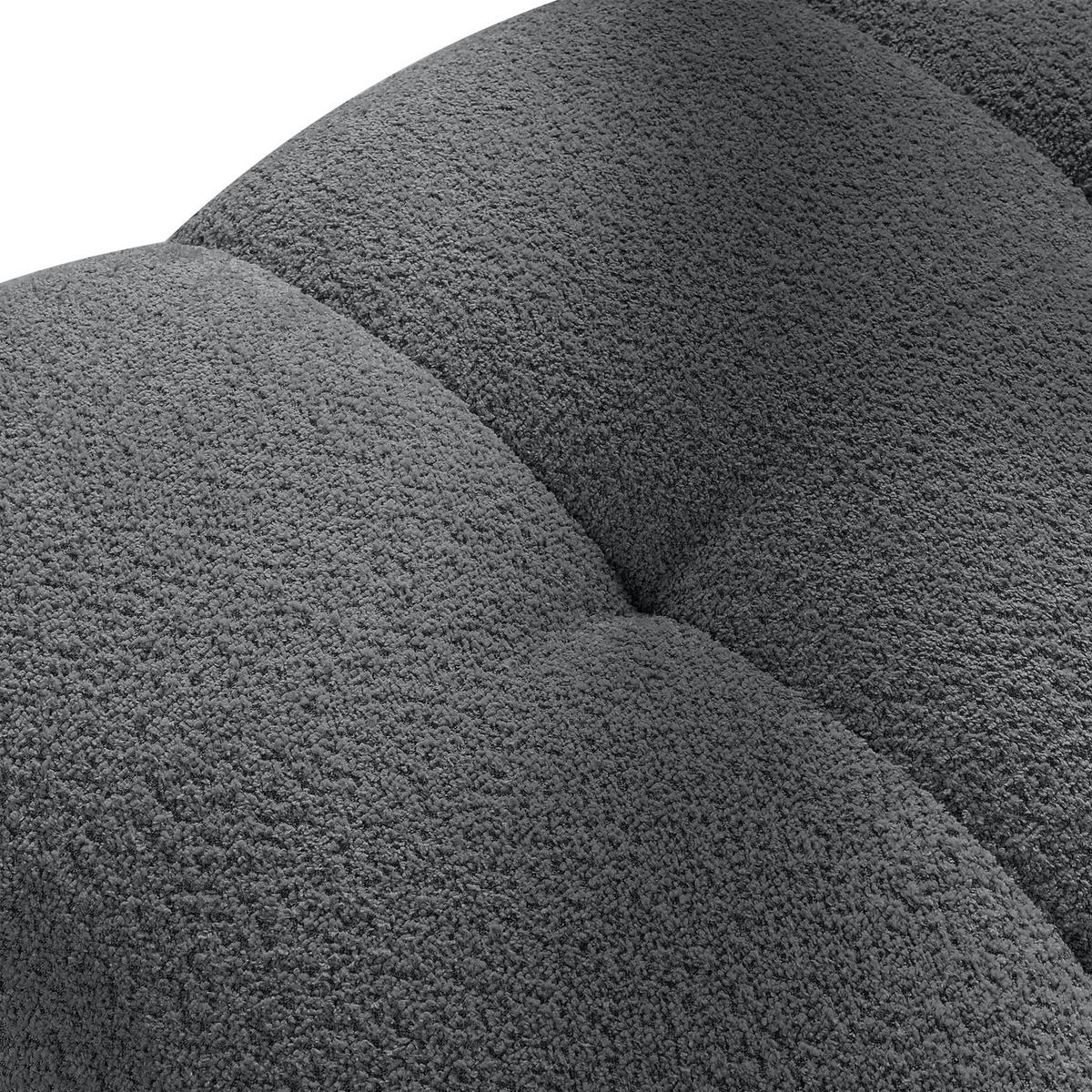 POUF LIRA, Dunkelgrau, Bouclé - Dunkelgrau, Holz/Holzwerkstoff (96/43/50cm) - KONSIMO®