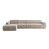 5-SITZER modulares Ecksofa VEER SET 2 Links, 379 x 175 cm, Chenille Webstoff Beige - Beige/Schwarz, Holz/Kunststoff (379/175cm) - Muffo