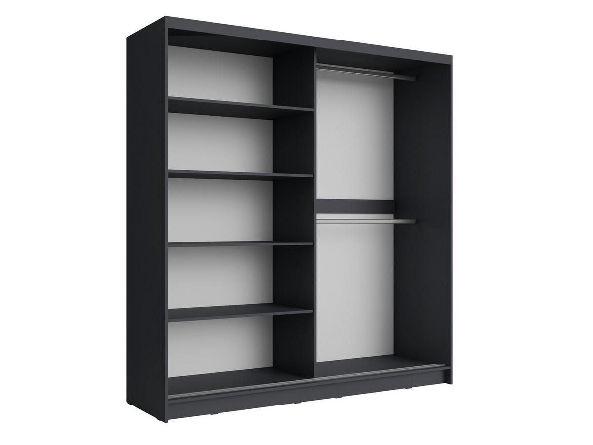 SCHIEBETÜRENSCHRANK BRAVOX XII -200×215×60 cm mit Regalen & Kleiderstange Grau Graphit - Grau, Holz/Holzwerkstoff (200/215/60cm) - Milaros Markt