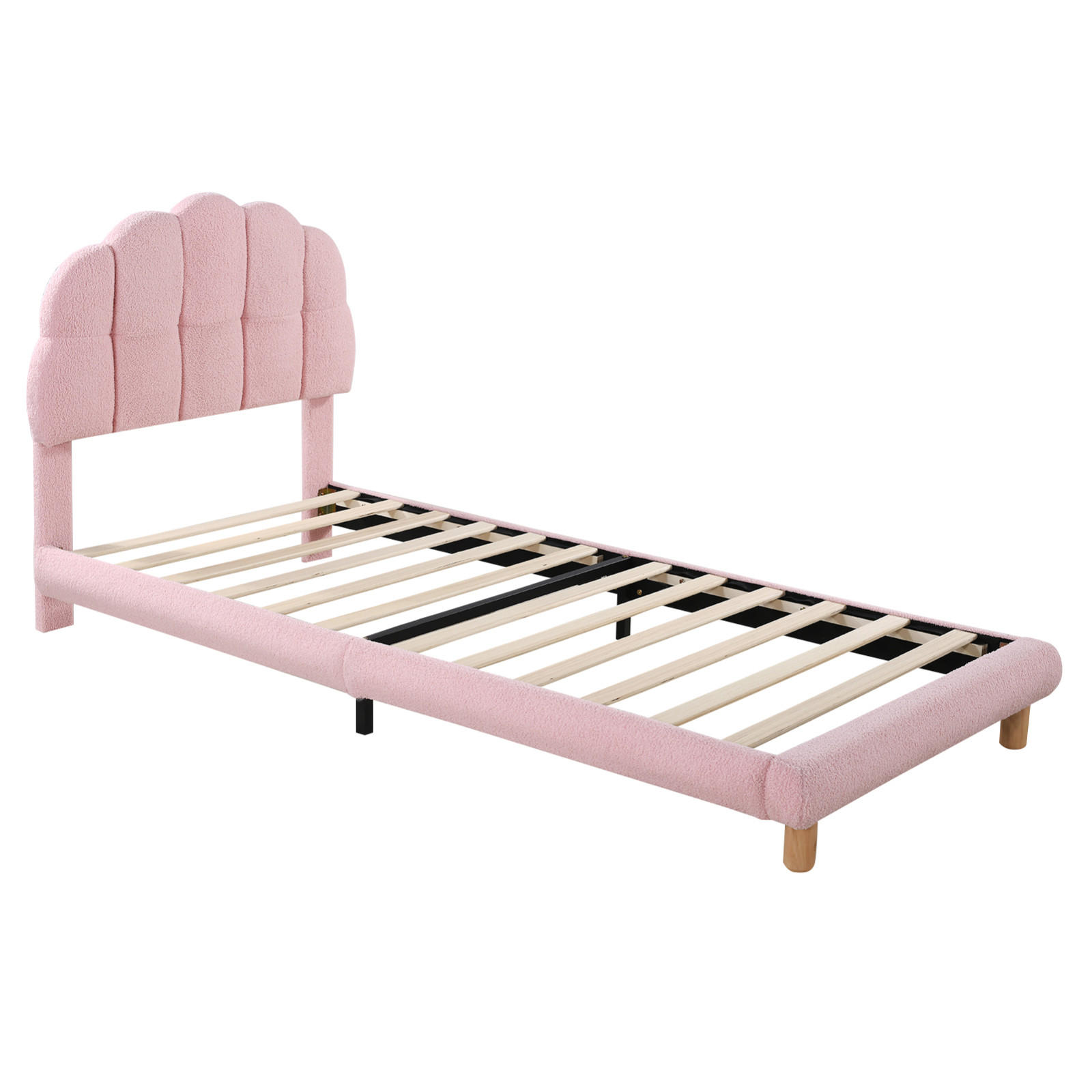 POLSTERBETT 90x200 cm mit Kopfteil, Lattenrost, Rosa - Rosa, Holz (90/200cm)