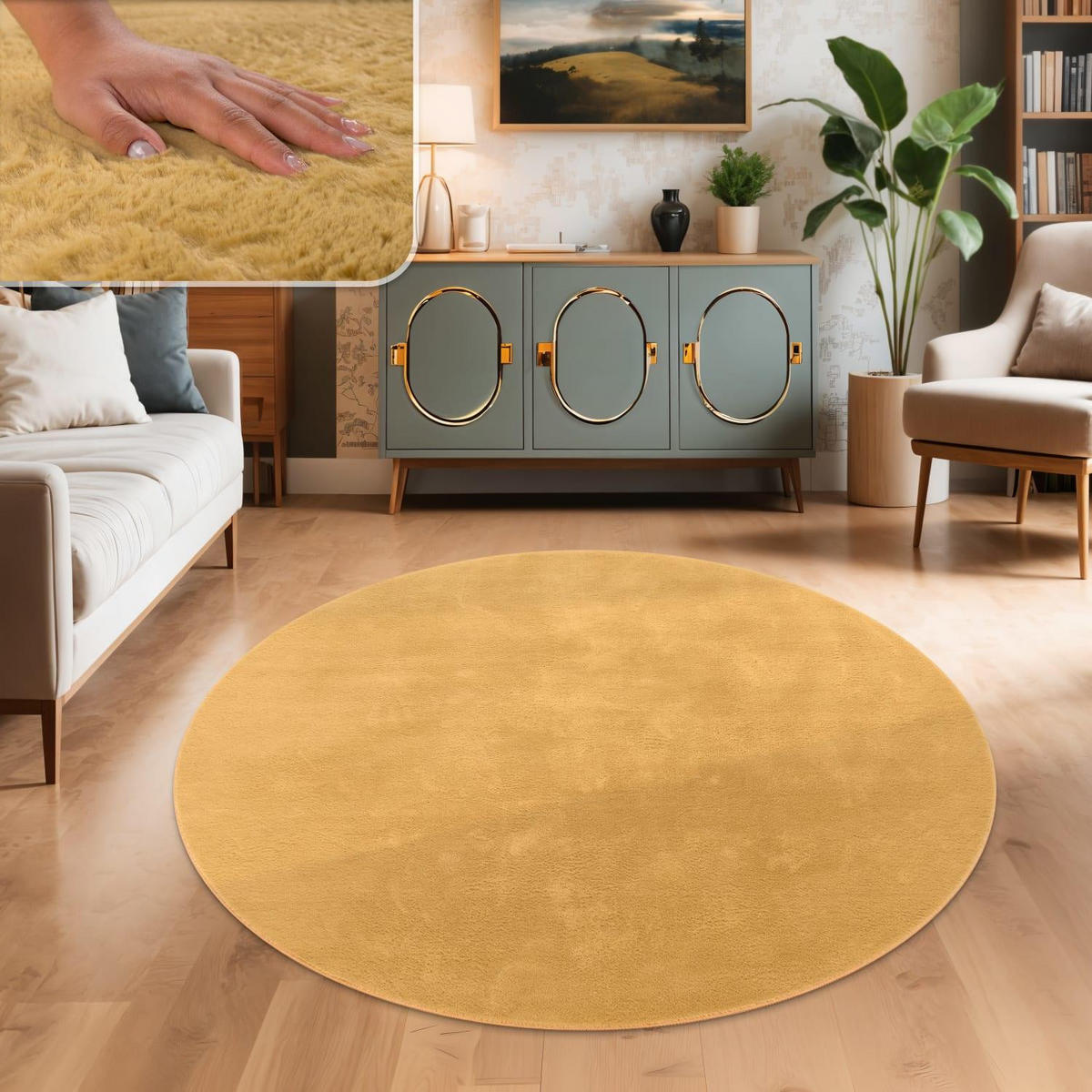 HOCHFLORTEPPICH 80/80 cm Soft 380 - Gelb, Kunststoff (80/80cm) - Paco Home