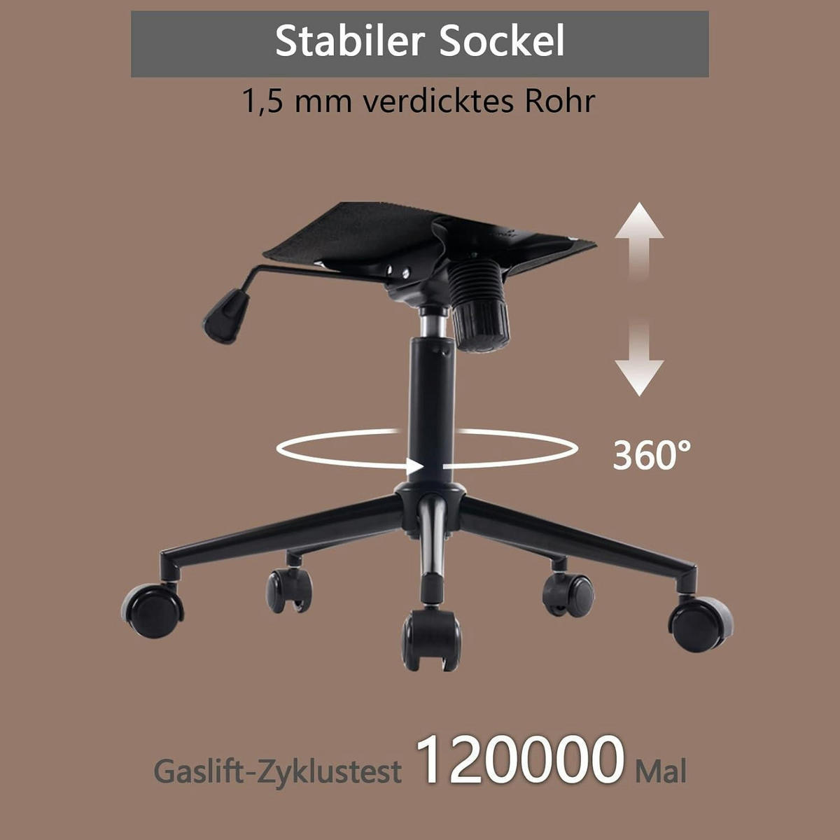 BÜROSTUHL Ergonomisch PU-Leder Braun - Braun, Kunststoff (53/93/46cm)
