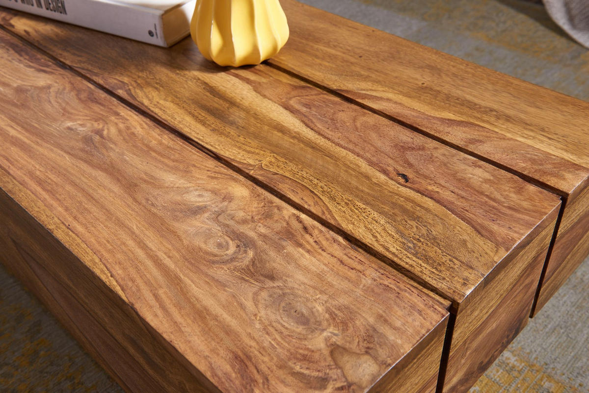 COUCHTISCH aus Massivholz, handgefertigt, pflegeleicht, aus Akazienholz und Edelholz, Braun 120x45x30 cm - Braun, Holz (45/120/30cm) - KADIMA DESIGN