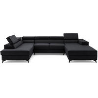 ECKSOFA PURE U Links mit Schlaffunktion 127x270 Velours Graphit - Graphitfarben/Schwarz, Holz/Textil (340/204cm) - Muffo