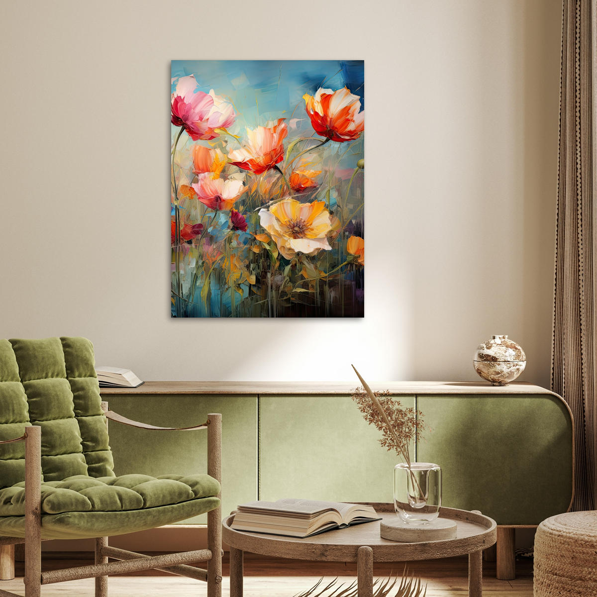 POSTER Blumen - Aquarell - Kunst - Botanisch - Natur 60x80 cm - Orange, Papier (60/80/0.1cm) - MuchoWow