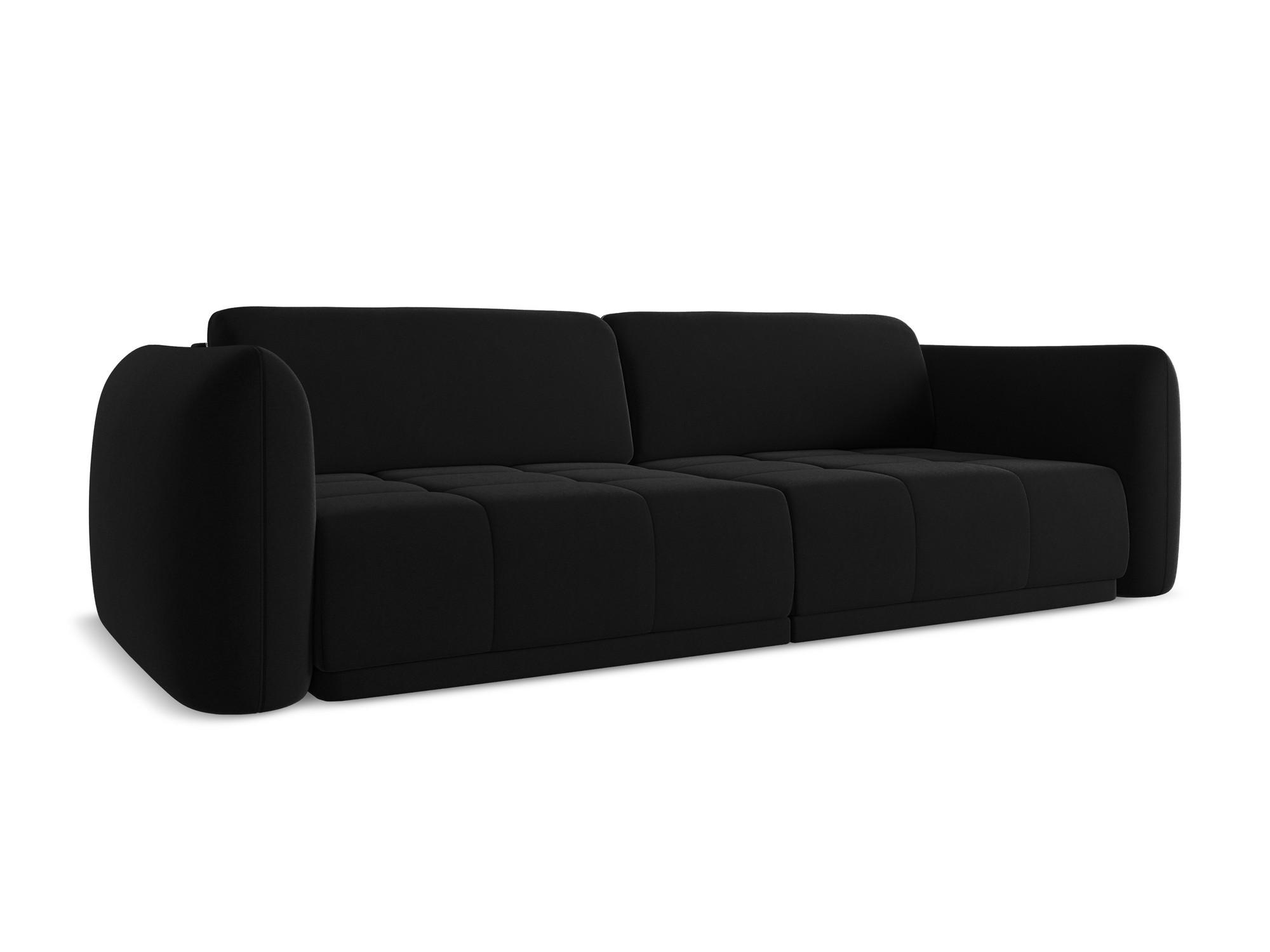 3-SITZER SOFA Samt Stoff Schwarz - Schwarz, Kunststoff/Textil (210/74/105cm) - Makamii