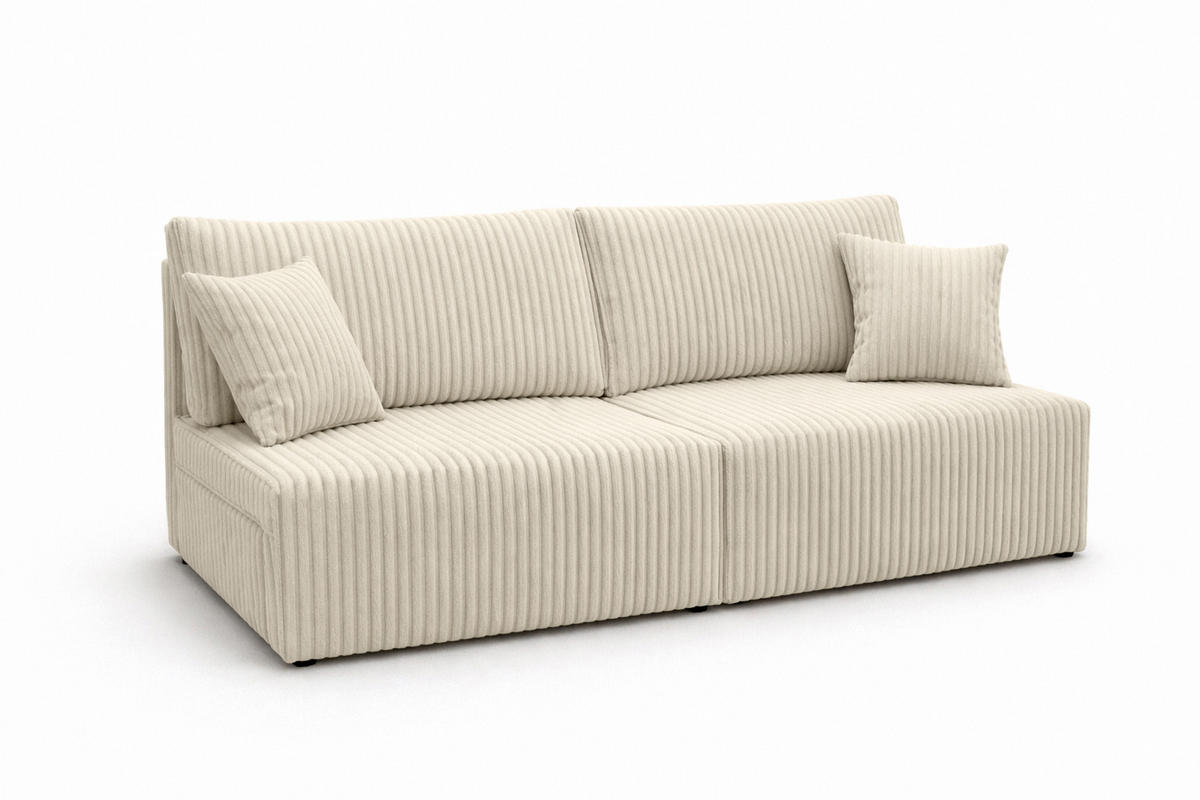 SOFA Mit Schlaffunktion Und Bettkasten, Cordstoff Tilia, Ecru, BEST MINI - Ecru, Holz (200/83/98cm) - Kaiser Möbel