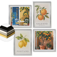 WANDBILDER 4er Set - 50x50 cm & 40x60 cm Silberner Rahmen - Amalfi-Zitronen und -Orangen - Silberfarben, Kunststoff (50/50cm) - ArtPrintCave
