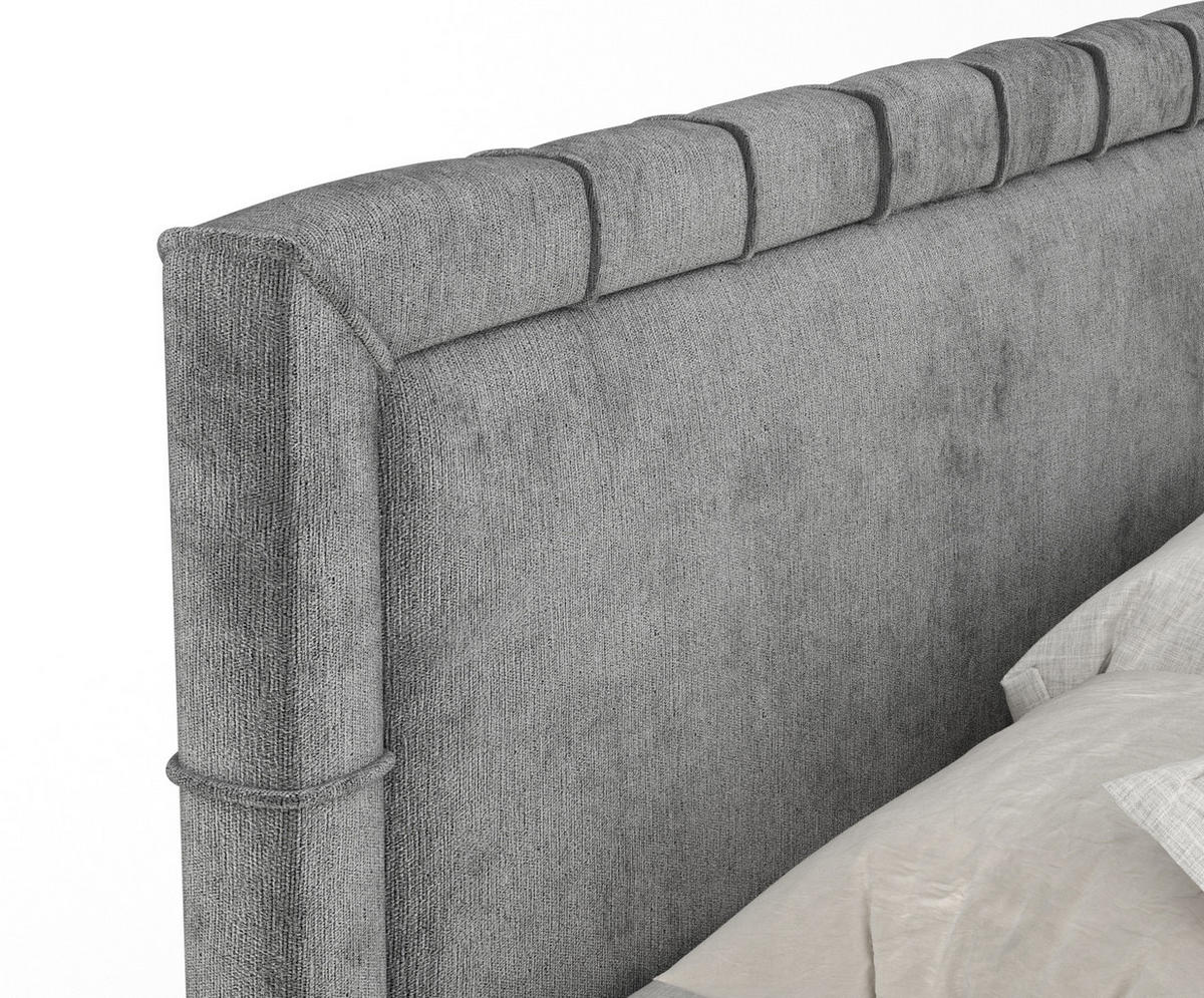 BOXBETT Monpelli Dunkelgrau 140/200 cm mit Matratze und Topper - Dunkelgrau/Schwarz, Holz/Holzwerkstoff (140/200cm) - Maison de Reve