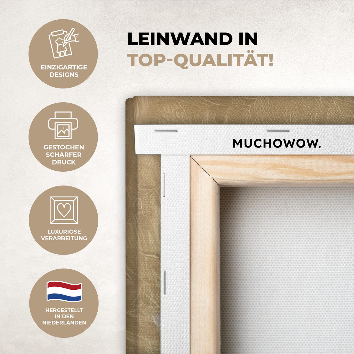 LEINWANDBILD Gesicht - Blumen - Gold - Abstrakt Wanddeko Schlafzimmer 60x90 cm - Goldfarben, Textil (60/90cm) - MuchoWow