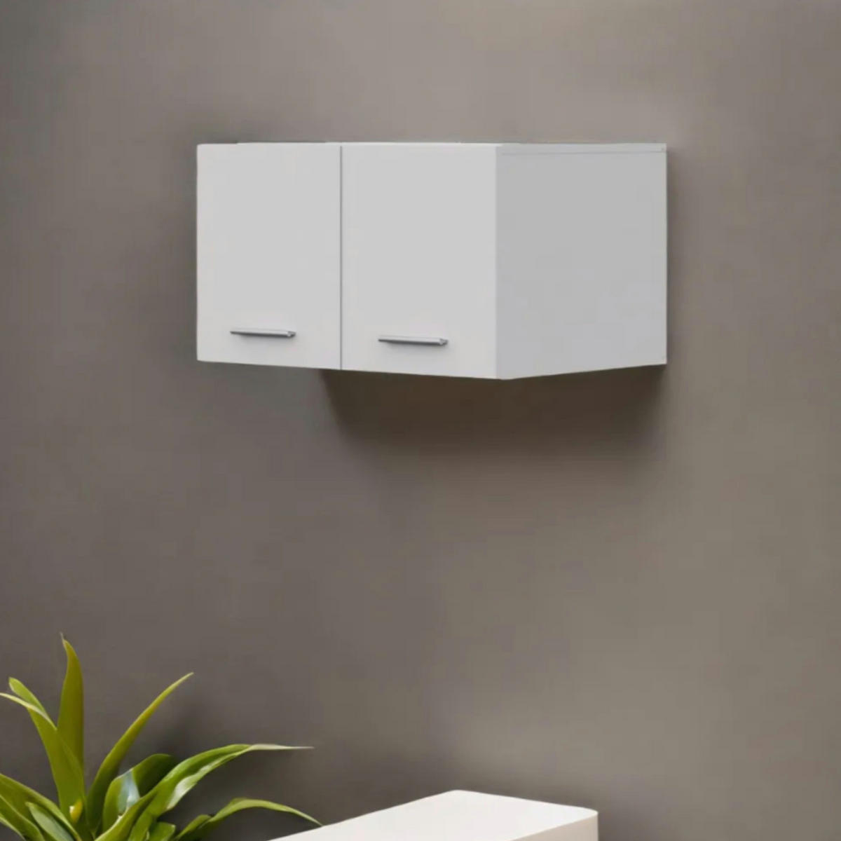 HÄNGESCHRANK FAUSKE SZK1-2D Weiß - Silberfarben/Weiß, Holzwerkstoff/Kunststoff (69/40/49cm) - Komodee