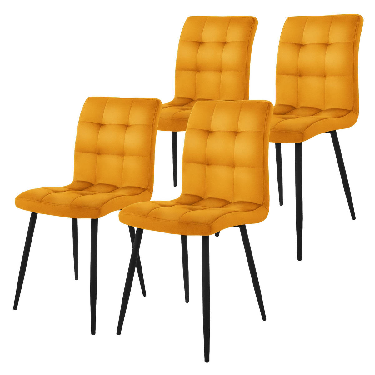 ESSZIMMERSTUHL Samt Senf 4er Set - Dunkelgelb, Metall (41/89/49cm) - ML-DESIGN
