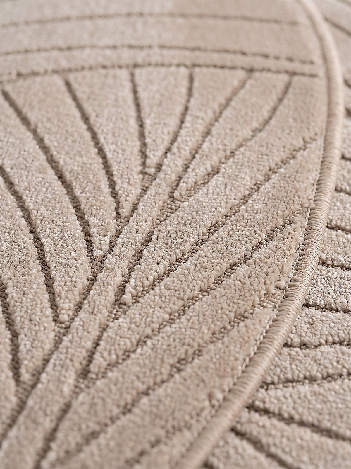 TEPPICH Outdoor, Fußbodenheizung-geeignet, mit Blattmotiv, ENGADIN in Beige, Ø 200 cm - Beige, Textil (200/200cm) - KADIMA DESIGN