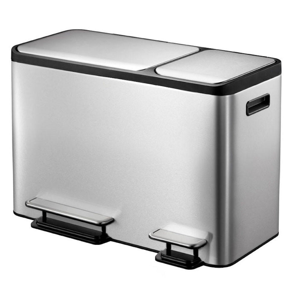 MÜLLEIMER Mit Soft Close Deckel & Handlichen 39,2x60,5x32,1 cm 24 & 12 Liter - Silberfarben, Metall (60.5/39.2/32.1cm) - PROREGAL