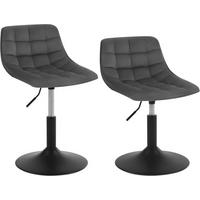 BARHOCKER 2er Set,Mehrzweck, Samt, Dunkelgrau - Dunkelgrau/Schwarz, Textil/Metall (42.5/60/45cm) - Woltu