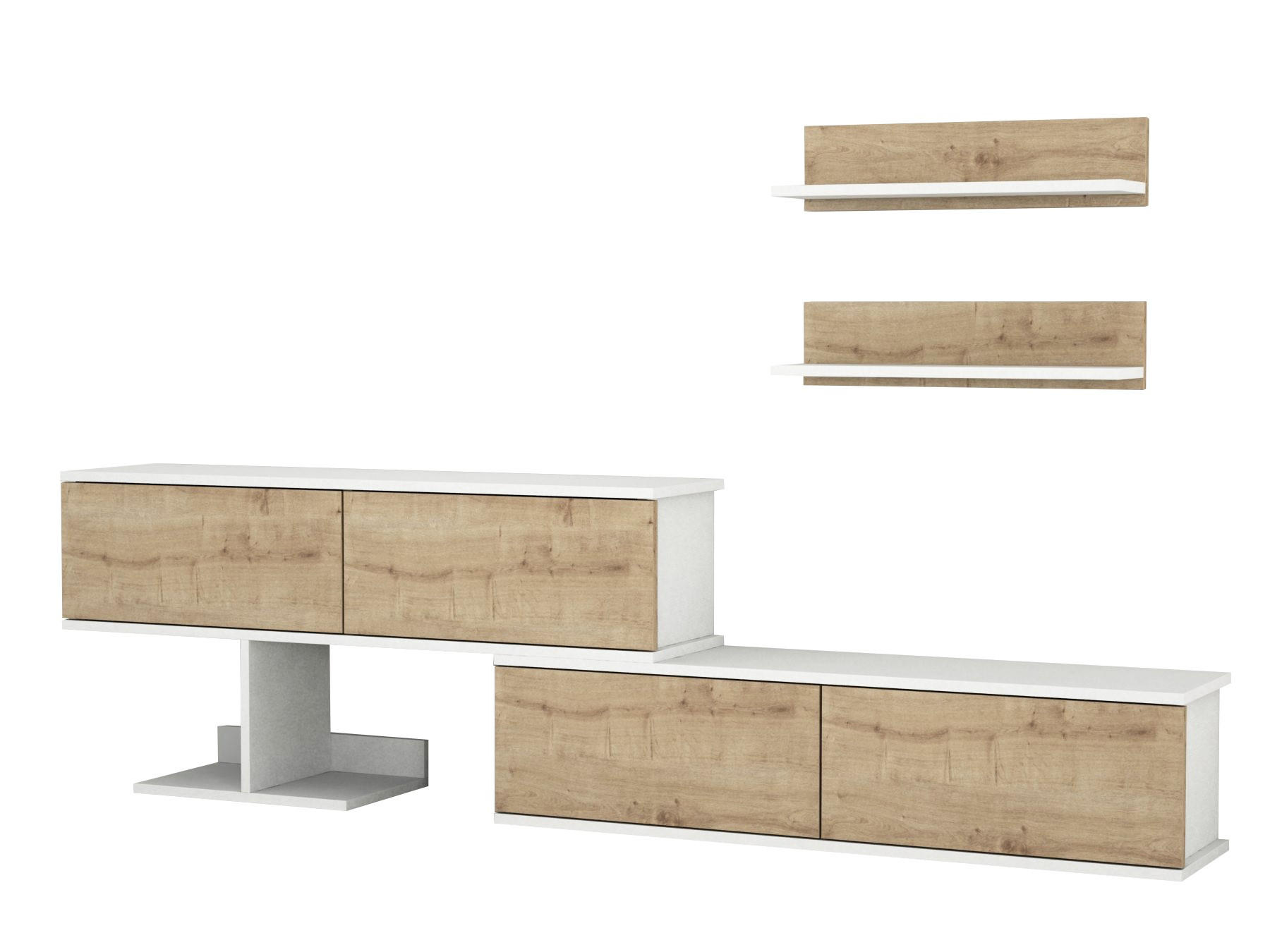 WOHNWAND Maximus Weiß Safir - Beige/Weiß, Holzwerkstoff (185.5/59/29.5cm) - moebel17