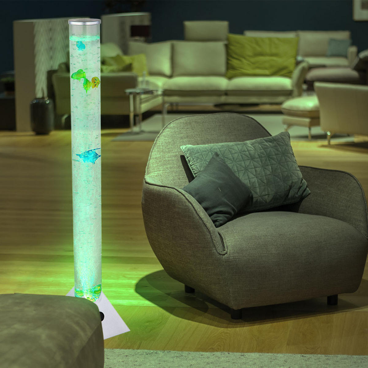 LED STEHLEUCHTE Wassersäule klar - Klar, Kunststoff (19/19/90cm) - Globo Lighting