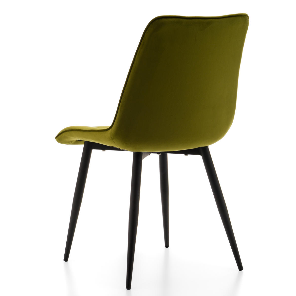 STUHL CHIC gespolsterter mit Steppung - olive - Samt Velours - Schwarz/Olivgrün, Metall (50/88/47cm) - NEW HOME