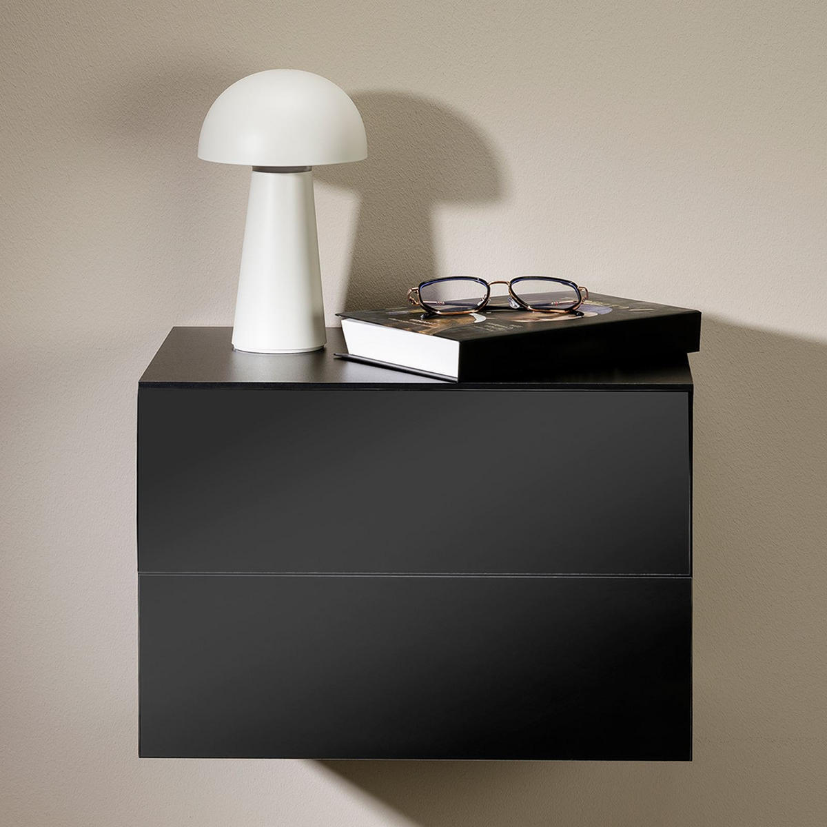 HÄNGENDER NACHTTISCH ANNI - Schwarz Hochglanz, Holzwerkstoff (42/29/30cm) - CARO-Möbel