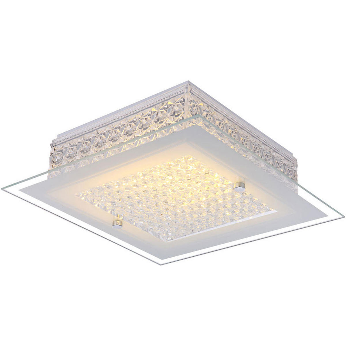 LED DECKENLEUCHTE Metall Weiß Kristalloptik - Weiß, Glas (30/30/8cm) - Globo Lighting