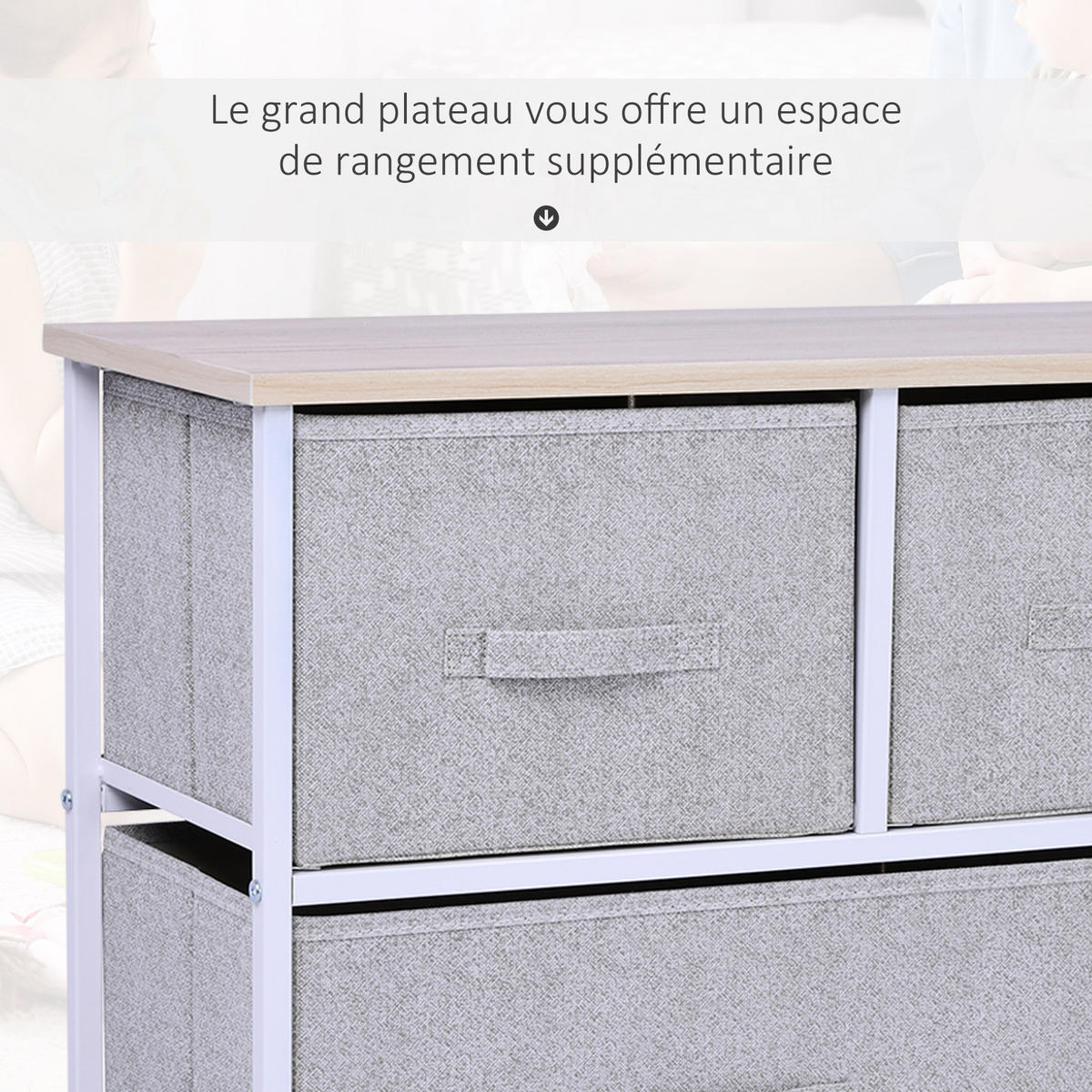 KOMMODE Grau Weiß Holzoptik 100/30/54 cm - Grau, Metall (100/54/30cm) - PANGIVO