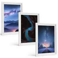 BILDER SET 3er Set - 40x60 cm Weißer Rahmen - Nachthimmel, Berge, Winterlandschaft - Weiß, Kunststoff (40/60cm) - TULUP