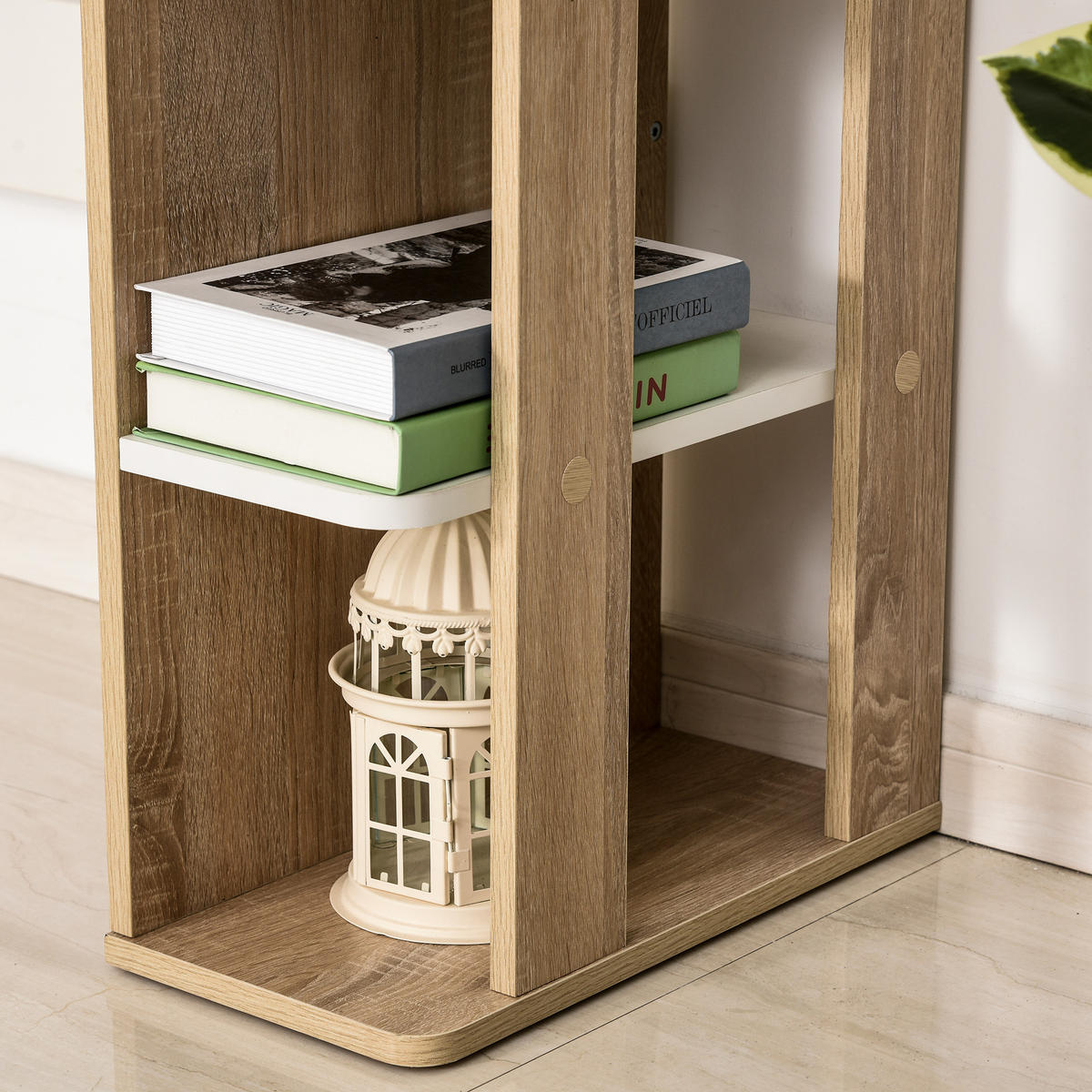 SCHREIBTISCH Eichefarben und Weiß mit 3 Regalfächern 100/44/74 cm - Beige, Holz (44/100/74cm) - PANGIVO