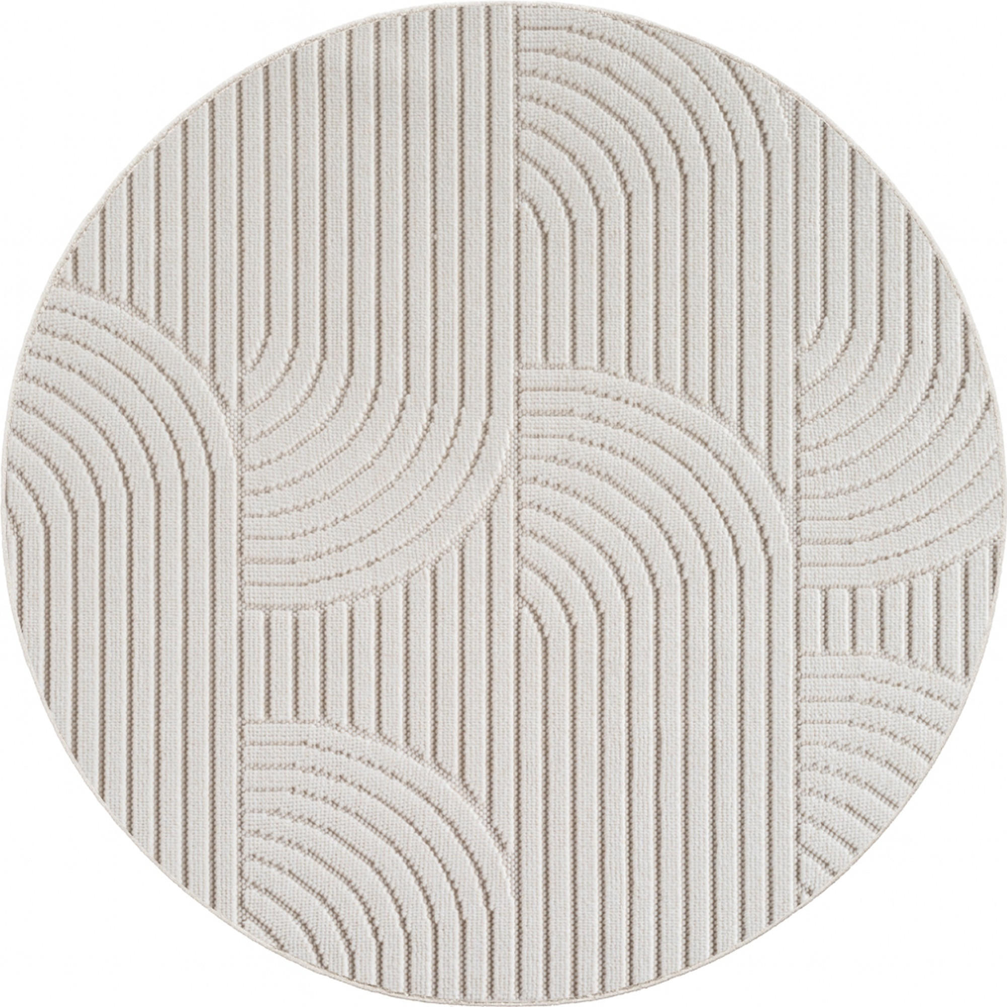 TEPPICH Flachgewebe LANGAU in Creme, mit geometrischen Bögen, Ø 80 cm - Beige, Textil (80/80cm) - KADIMA DESIGN