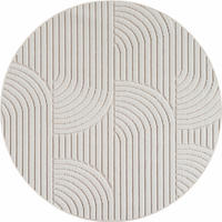 TEPPICH Flachgewebe LANGAU in Creme, mit geometrischen Bögen, Ø 80 cm - Beige, Textil (80/80cm) - KADIMA DESIGN