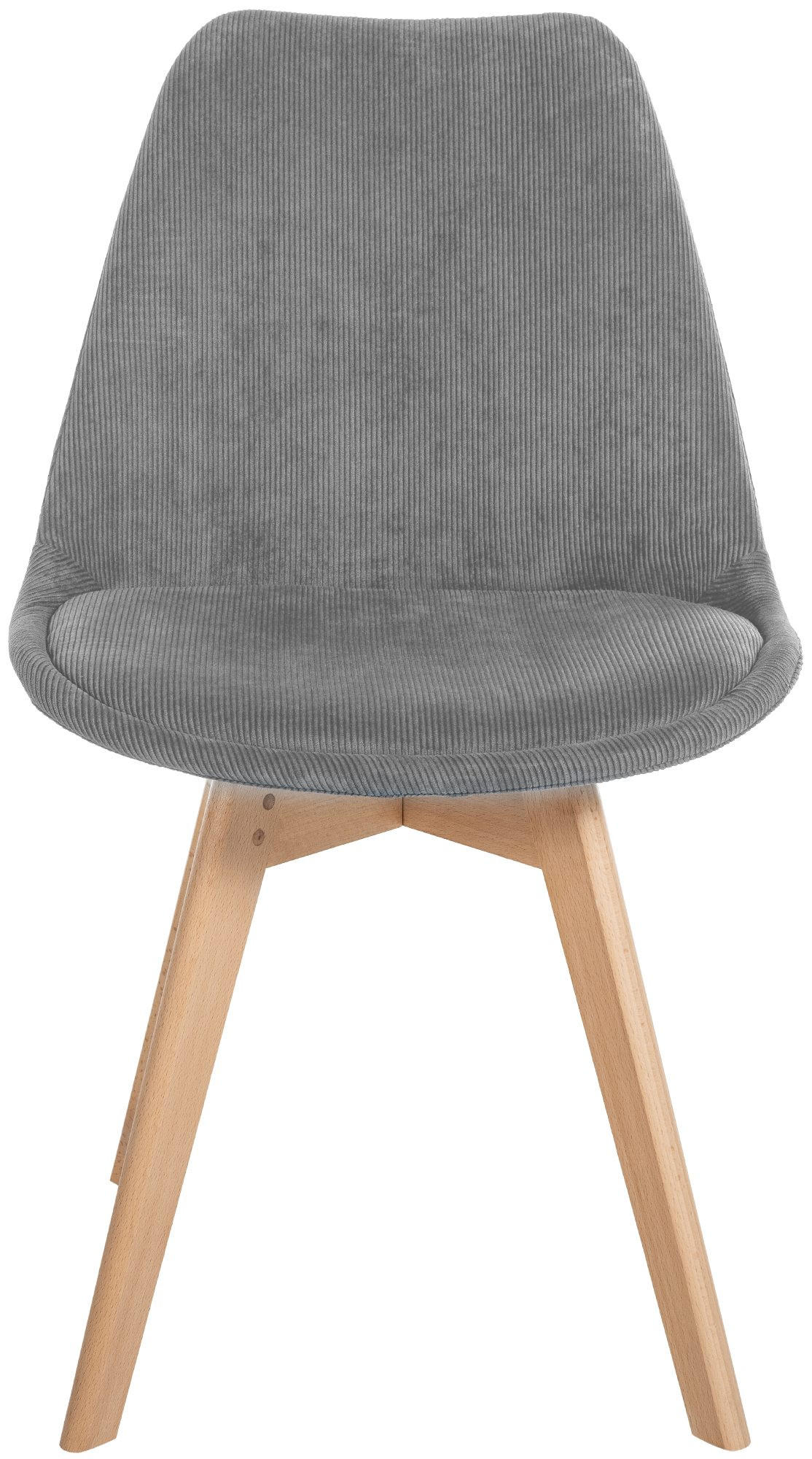 STUHL 4er Set Cord grau - Eukalyptusholzfarben/Grau, Holz/Textil (49/83/50cm) - CLP