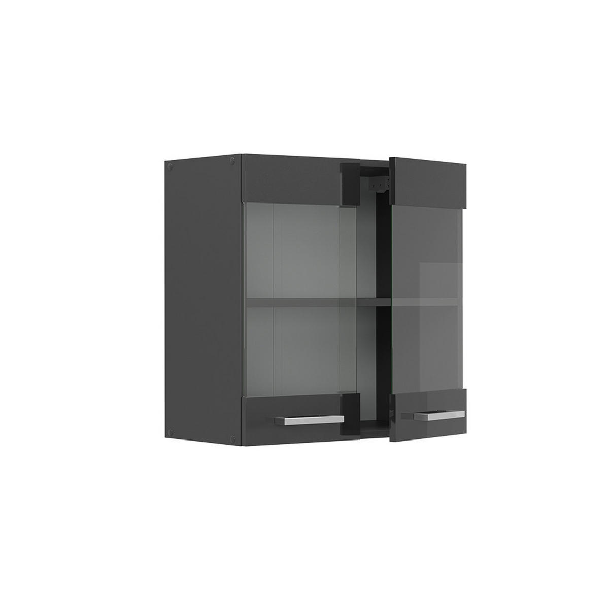 KÜCHENGLASHÄNGESCHRANK R-Line Anthrazit Hochglanz 60 cm - Schwarz Hochglanz/Anthrazit, Holzwerkstoff (60/60/31cm) - Vicco