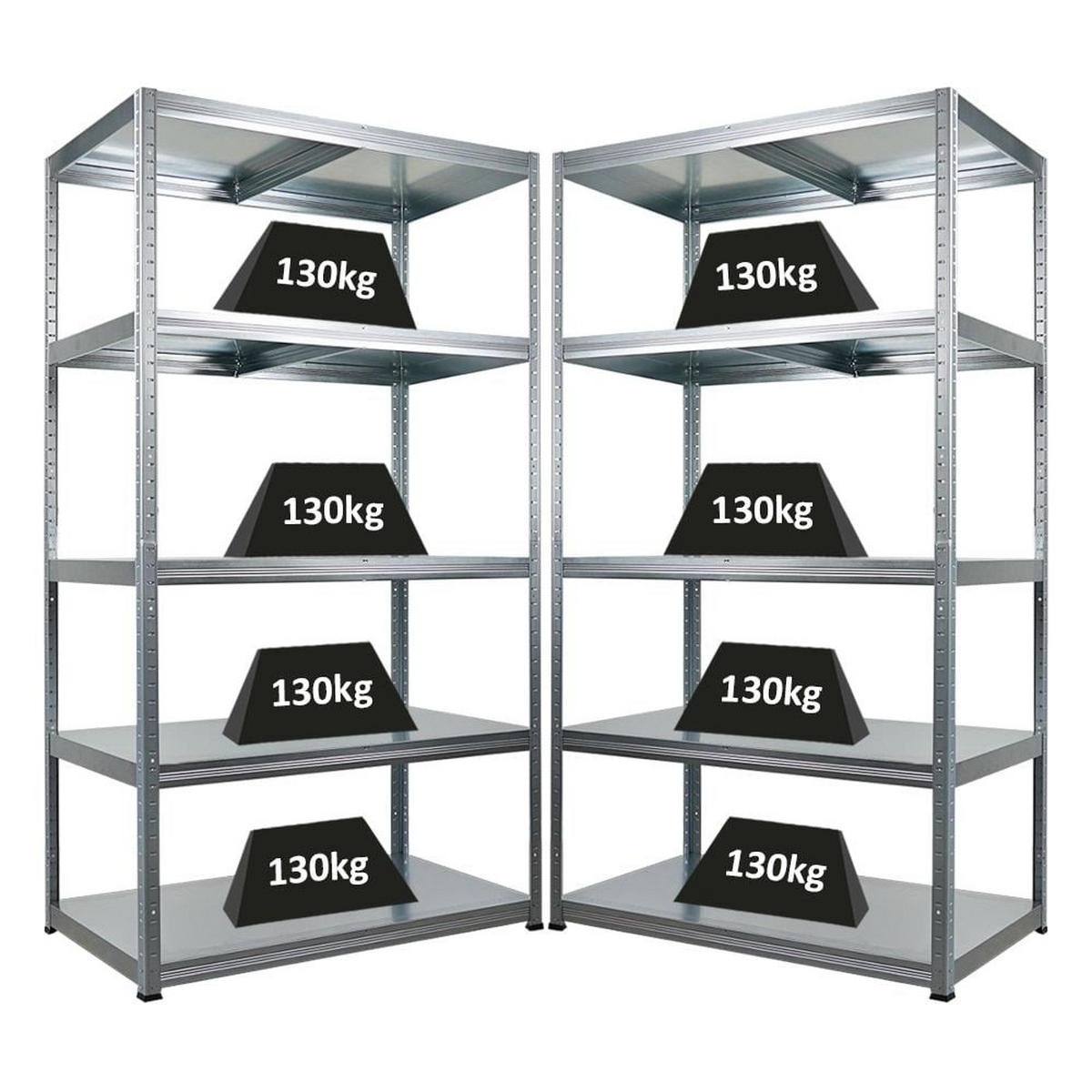 SCHWERLASTREGAL Steel Eagle 2er-Set 180x100x60cm Fachlast 130kg Verzinkt - Silberfarben, Metall (200/180/60cm) - PROREGAL