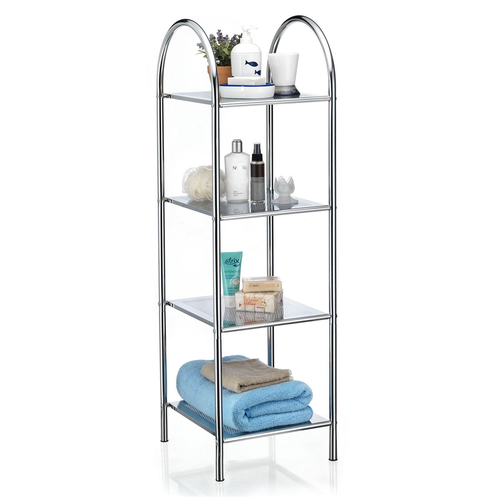 BADREGAL SECA - Chromfarben, Metall (34/115/37cm) - CARO-Möbel
