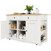 KÜCHENINSEL in Weiß und Naturfarben Servierwagen mit Schubladen für Küche und Esszimmer, B151.5/T59.7/H91.7 cm - Weiß/Naturfarben, Holzwerkstoff/Metall (151.5/91.7/59.7cm) - STILVORA