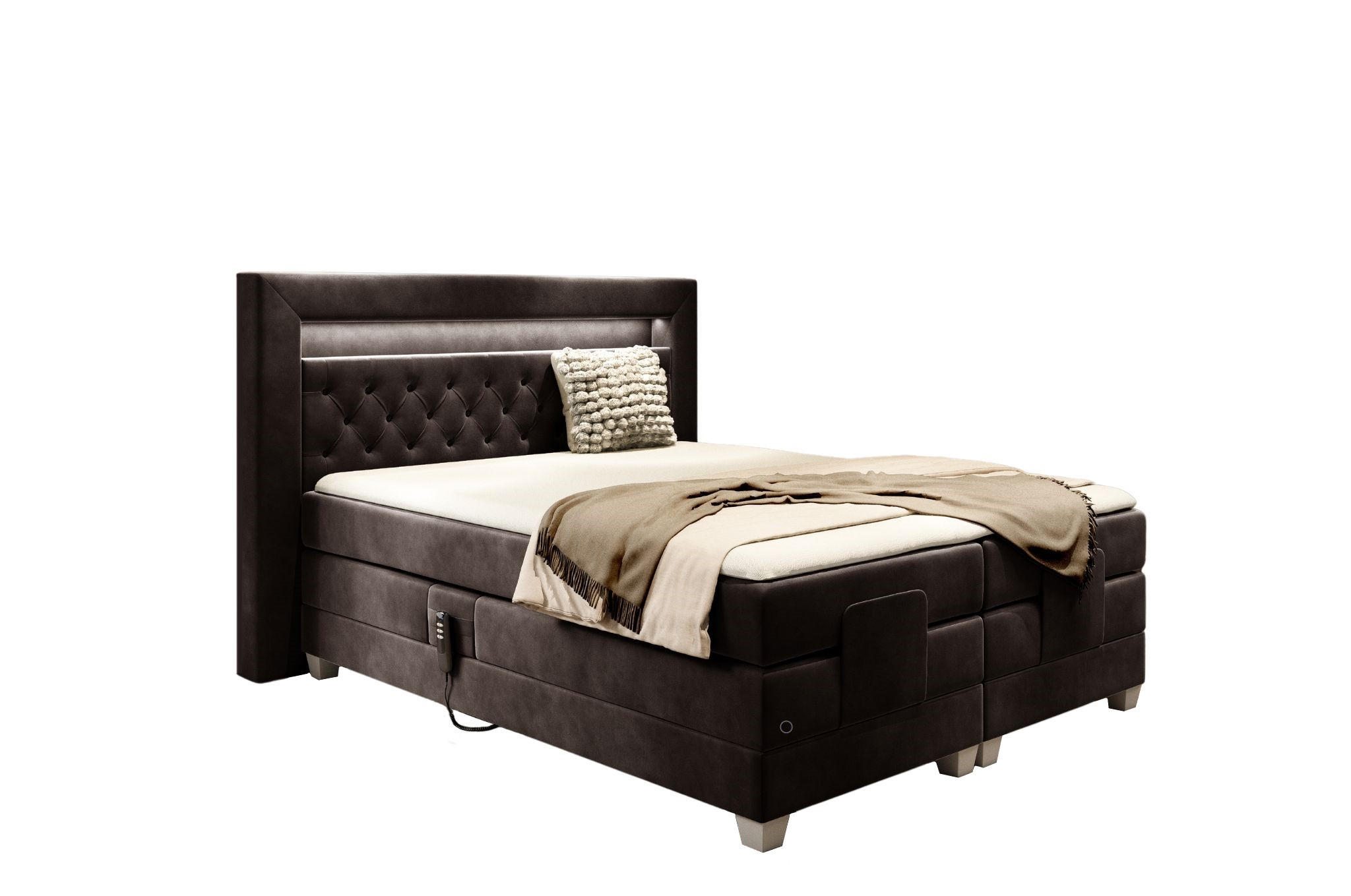 Meblini Boxspringbett Dunkelbraun 160x200 cm