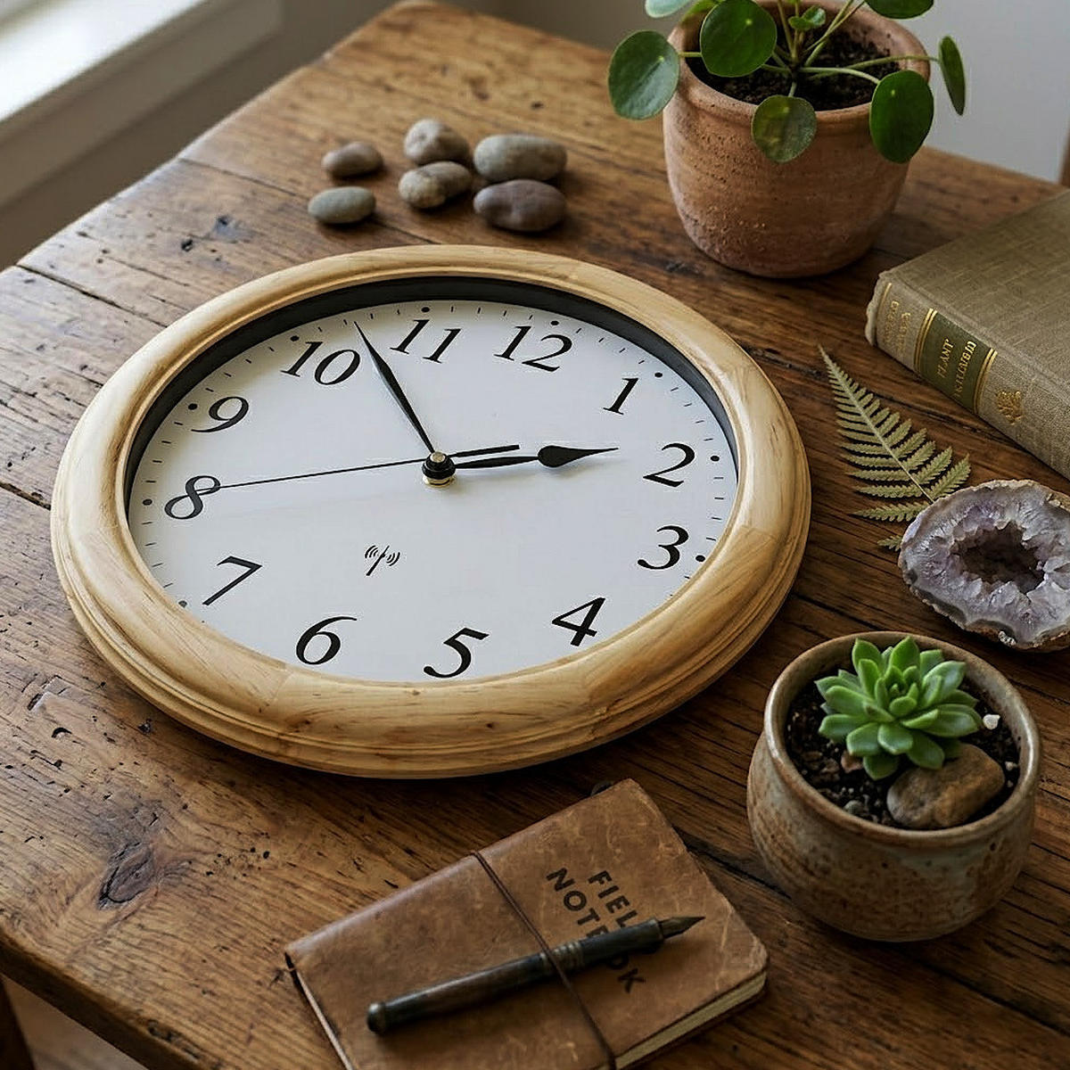 WANDUHR Holz Designer SONNEBERG (FUNK) Loft Wand Uhr, beige - Beige, Glas/Holz (35/35/5.5cm) - Holzwerk