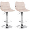 BARHOCKER 2er Set Samt beige - Chromfarben/Beige, Textil/Metall (43/87/46.5cm) - CLP