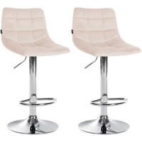 BARHOCKER 2er Set Samt beige - Chromfarben/Beige, Textil/Metall (43/87/46.5cm) - CLP