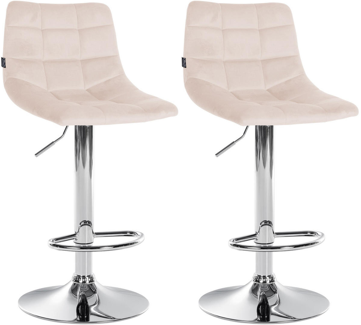 BARHOCKER 2er Set Samt beige - Chromfarben/Beige, Textil/Metall (43/87/46.5cm) - CLP