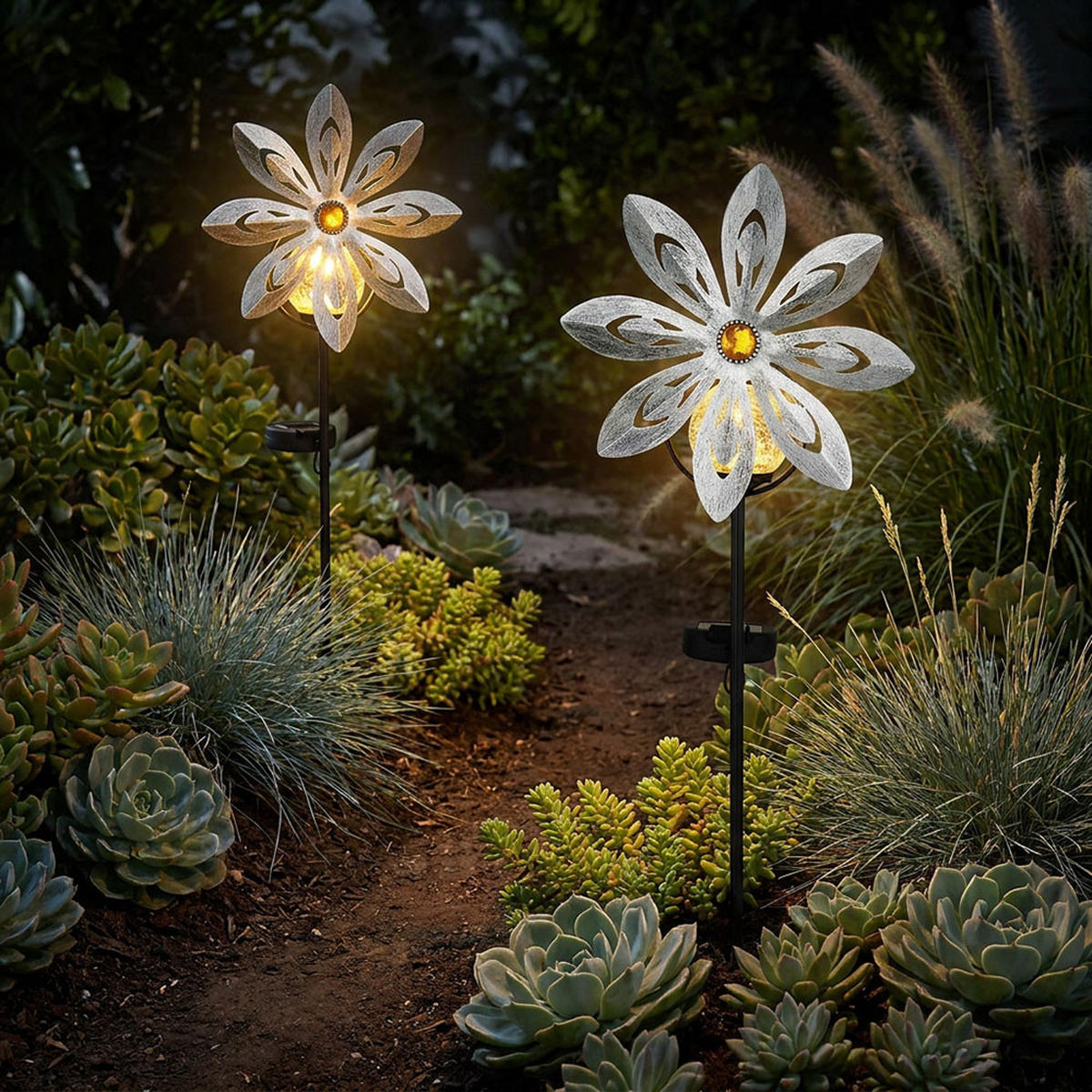 LED AUSSENLEUCHTE Solarleuchte silbergrau Metall - Silberfarben, Glas (20/9/50cm) - Globo Lighting